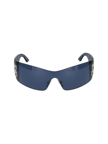 Lniane okulary przeciwsłoneczne Balenciaga Shield niebieskie