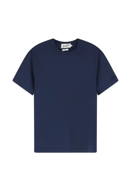 Tricou Mc2 Saint Barth cu broderie din crep albastru
