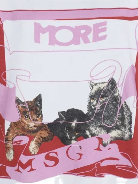 Hanorac cu glugă Msgm cu imagine alb