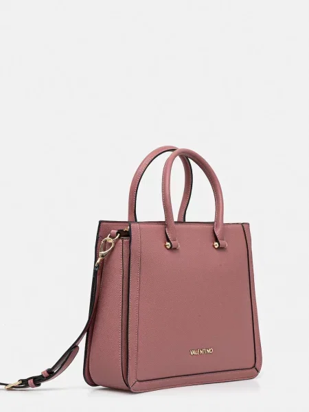 Lniana torebka Valentino Bags różowa