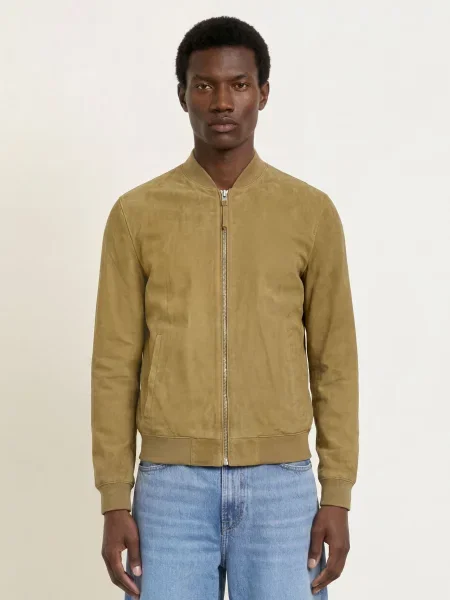 Allsaints Kožená Bunda Morten olivová