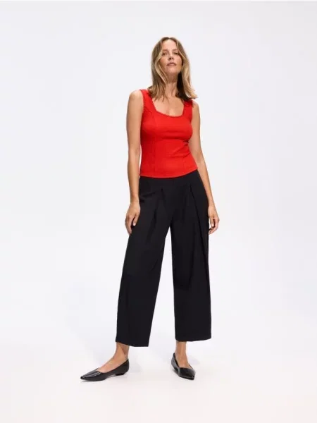 Reserved Pantaloni barrel cu modal negru