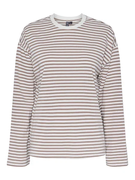 PIECES Tricou SADIE bej alb