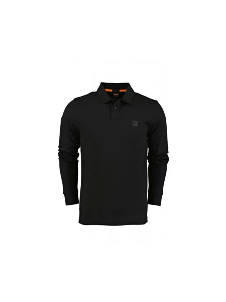 Koszulka polo Boss Orange z długim rękawem retro czarna