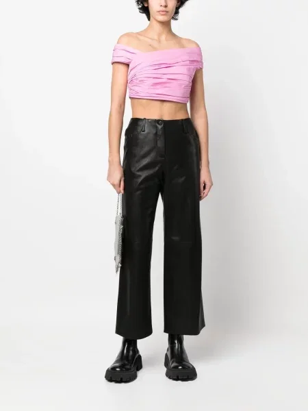 Plisovaný zkrácený top Dsquared2 růžový