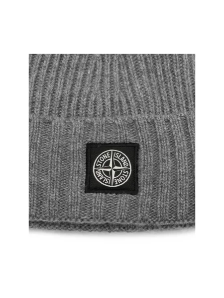 Czapka Stone Island wełniana z kamieniami szara