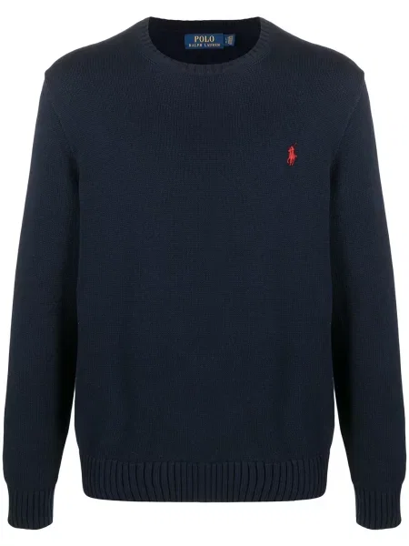 Pulover Polo Ralph Lauren cu broderie tricotate albastru