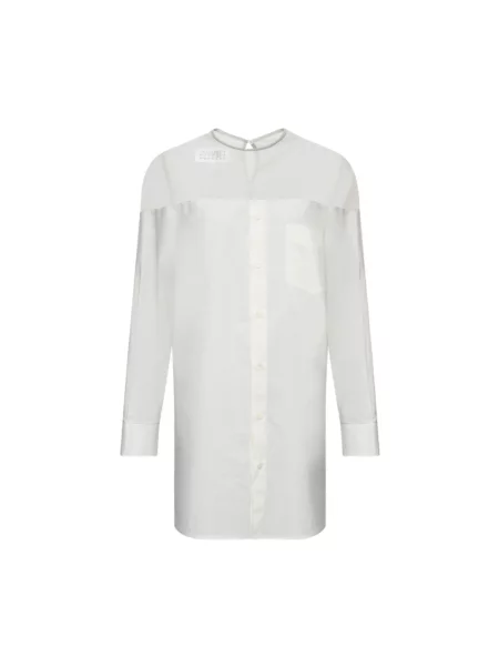 Bluzka Mm6 Maison Margiela z długim rękawem biała