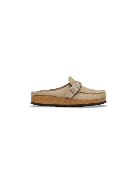 Klapki Birkenstock skórzane plecione beżowe