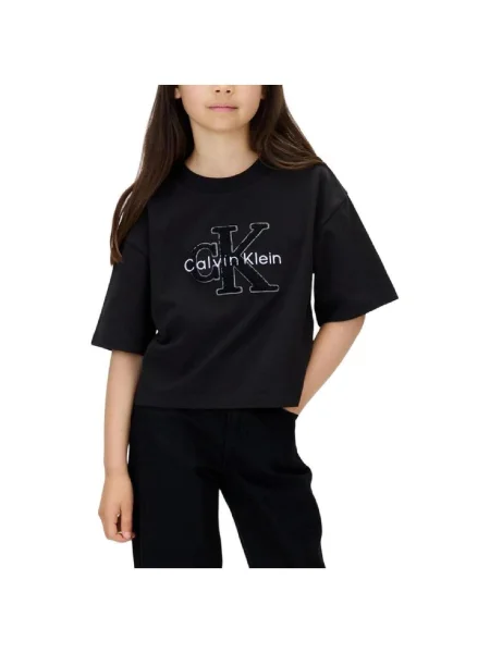 Gyerek denim ruha Calvin Klein Jeans fekete