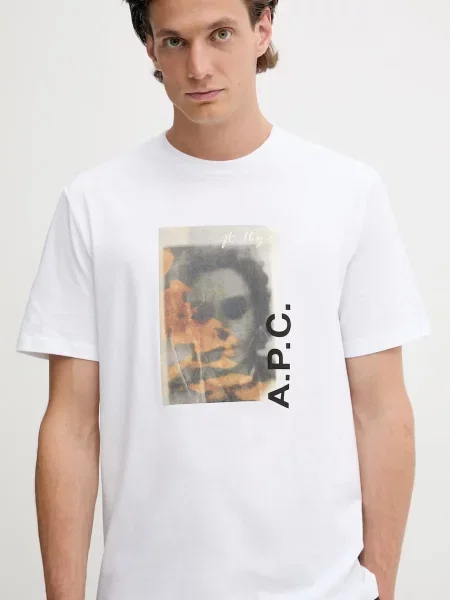 Футболка A.P.C. t-shirt jean portrait gots з принтом білий
