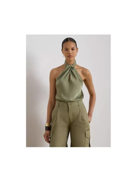 Top Ralph Lauren z dekoltem halter zielony