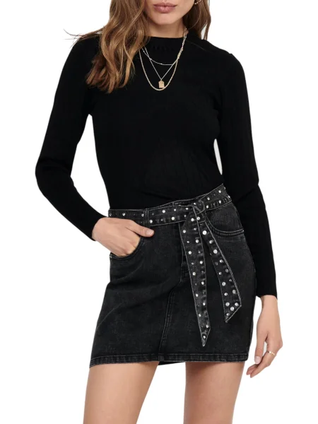 Sweter Jacqueline De Yong z długim rękawem czarny