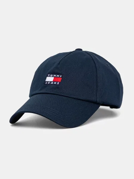 Шапка с козирка Tommy Jeans кафяво с апликация синьо