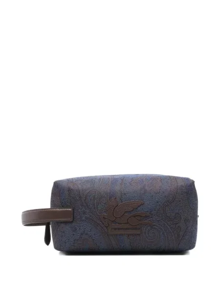 Geantă Etro din piele cu model paisley albastru