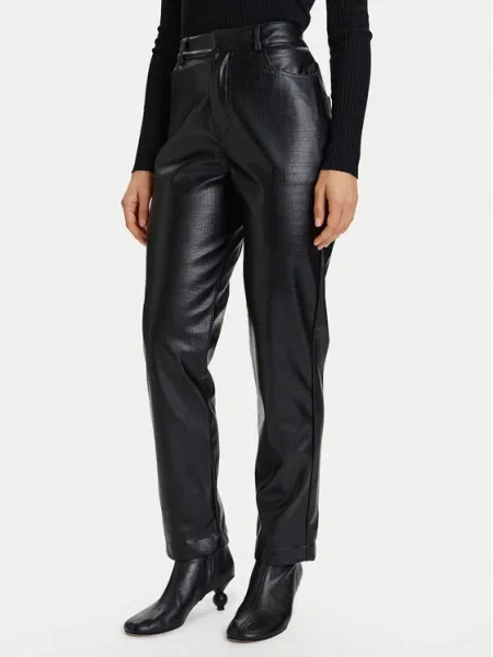 French Connection Pantaloni din imitație de piele negru