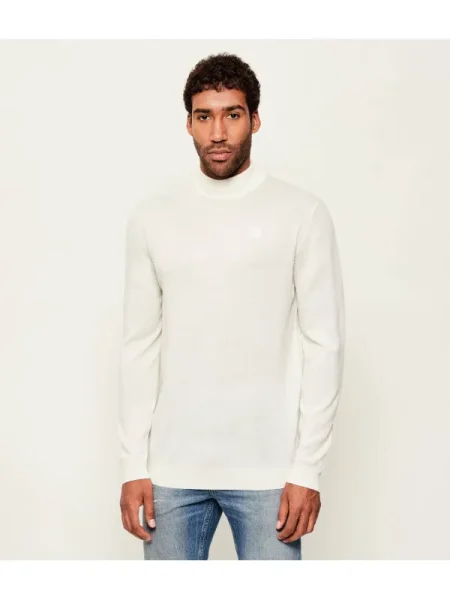 Pulover Karl Lagerfeld de lână cu guler înalt alb