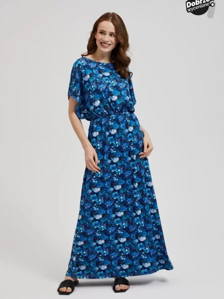 Sukienka maxi Moodo garniturowa niebieska