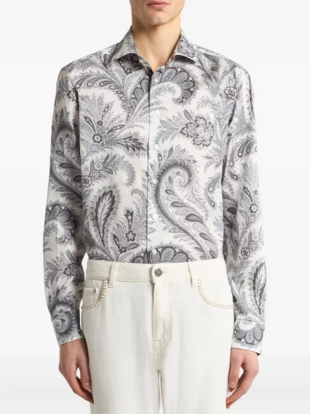 Cămașă Etro cu imagine cu model paisley gri