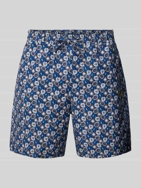 Szorty w kwiatowy wzór Lyle & Scott granatowe
