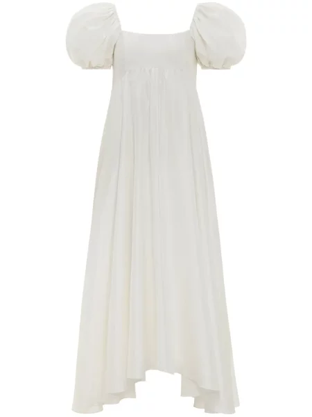 Rochie midi Azeeza de mătase până la genunchi de costum alb