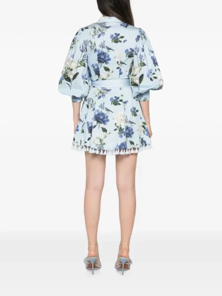 Gėlėta raštuota mini suknelė Alice + Olivia mėlyna