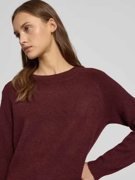 Sweter z dzianiny o kroju regular fit z raglanowymi rękawami model ‘RICA’ Only czerwony