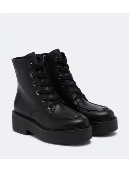 Botine Gianvito Rossi cu șireturi din piele negru