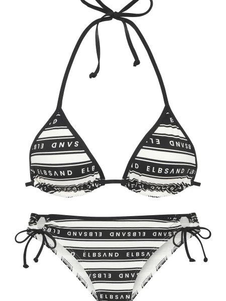Elbsand Costum de baie două piese negru / murdar alb