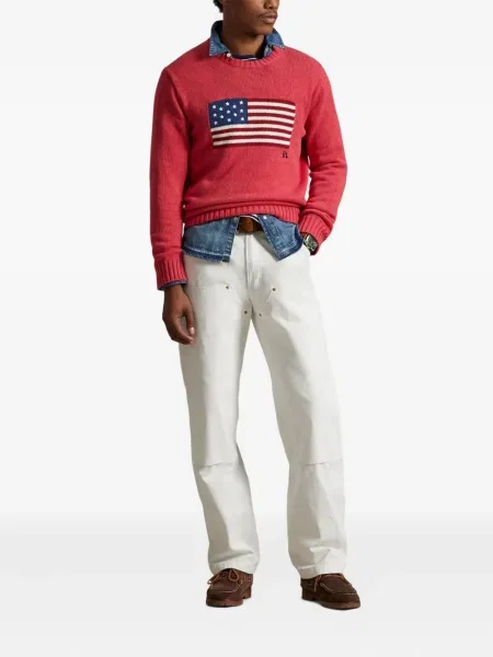 Prugasta lanena šilterica Polo Ralph Lauren bijela