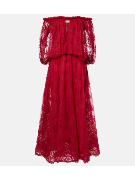 Rochie de dantelă Zimmermann cu model floral din dantelă roșu