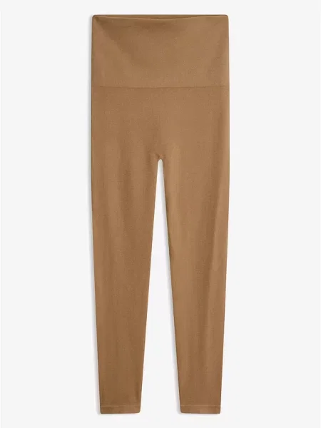 Bezszwowe legginsy modelujące z gumką w talii beżowe