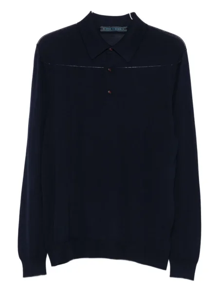 Lung tricou polo Kiton albastru