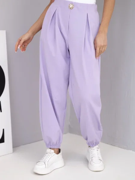 Pantaloni Kesi Włoski cu talie înaltă alb