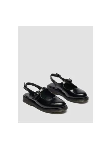 Balerinki Dr. Martens skórzane z otwartą piętą czarne