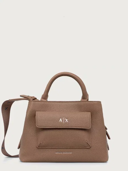 Armani Exchange geantă crossbody pentru femei cu imitație de piele bej