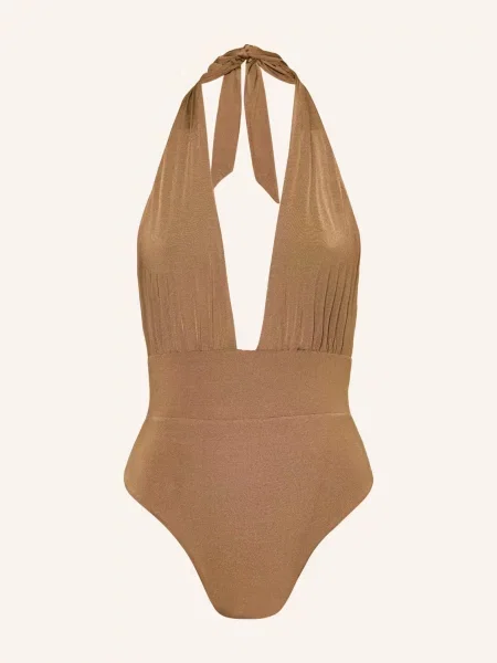 Max Mara Beachwear Strój Kąpielowy Z Wiązaniem Na Szyi Bchcalle beige beżowy