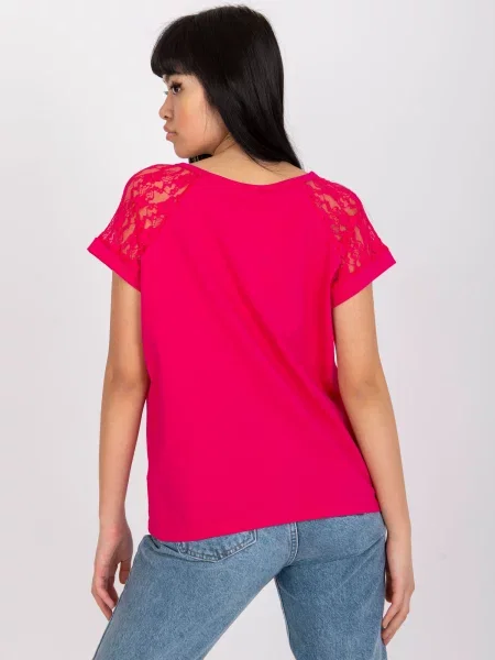 Bluza Fashionhunters s čipko fuksija