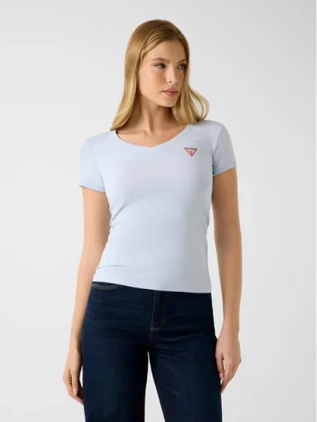 Guess Majica Svetlo Slim Fit modra