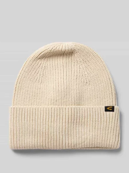 Czapka beanie z szerokim brzegiem i detal z logo Camel Active biała