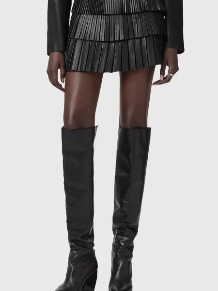 AllSaints fustă de piele negru