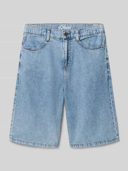 Bermudy o kroju slim fit z czystej bawełny S.oliver Red Label niebieskie