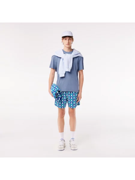 Lacoste Koszulka Natural Dyed Jersey niebieska