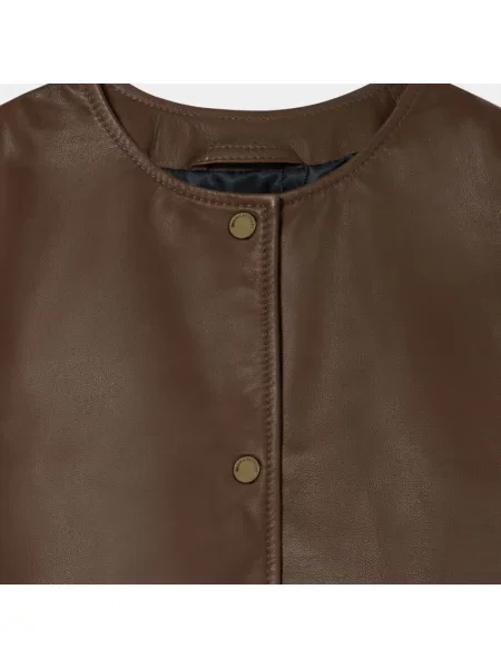 Kurtka skórzana Brooks Brothers brązowa