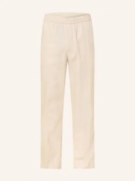 Calvin Klein Spodnie W Stylu Joggingowym O Prostym Kroju Z Lnem weiss beżowe