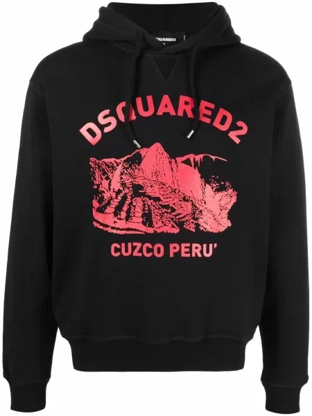 Hanorac cu glugă Dsquared2 cu imagine negru