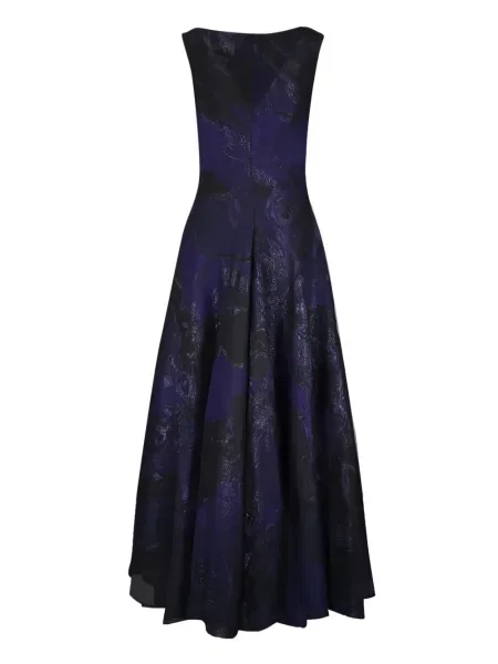 Rochie maxi Talbot Runhof fără mâneci cu model floral albastru