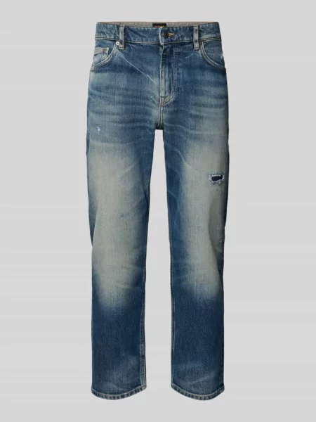 Jeansy o kroju regular fit z mieszanki bawełny Boss Orange niebieskie