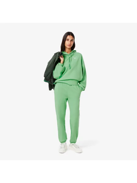 Lacoste Spodnie Dresowe Z Polaru Z Logo białe