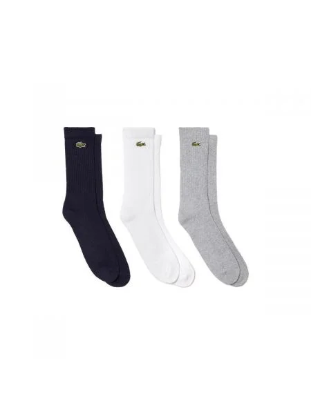 Ponožky Lacoste 3 páry strieborných podbradníkov/bielych/navy blue biela